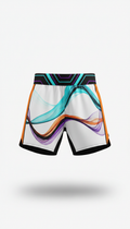 Cyber wave unisex running shorts with surreal patterns