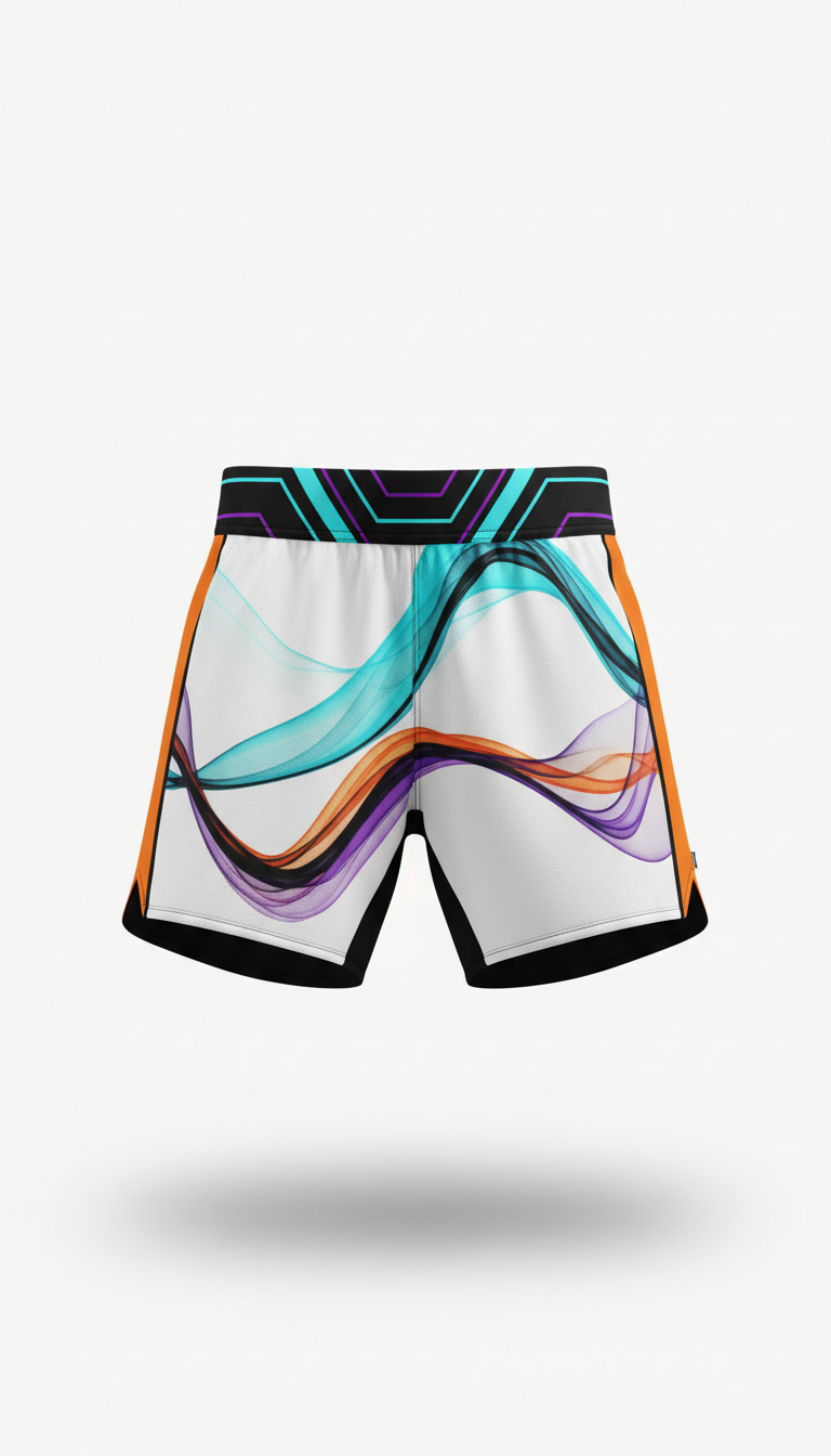 Cyber wave unisex running shorts with surreal patterns