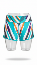 Electric pulse women's 5" shorts with swirling neon graphics