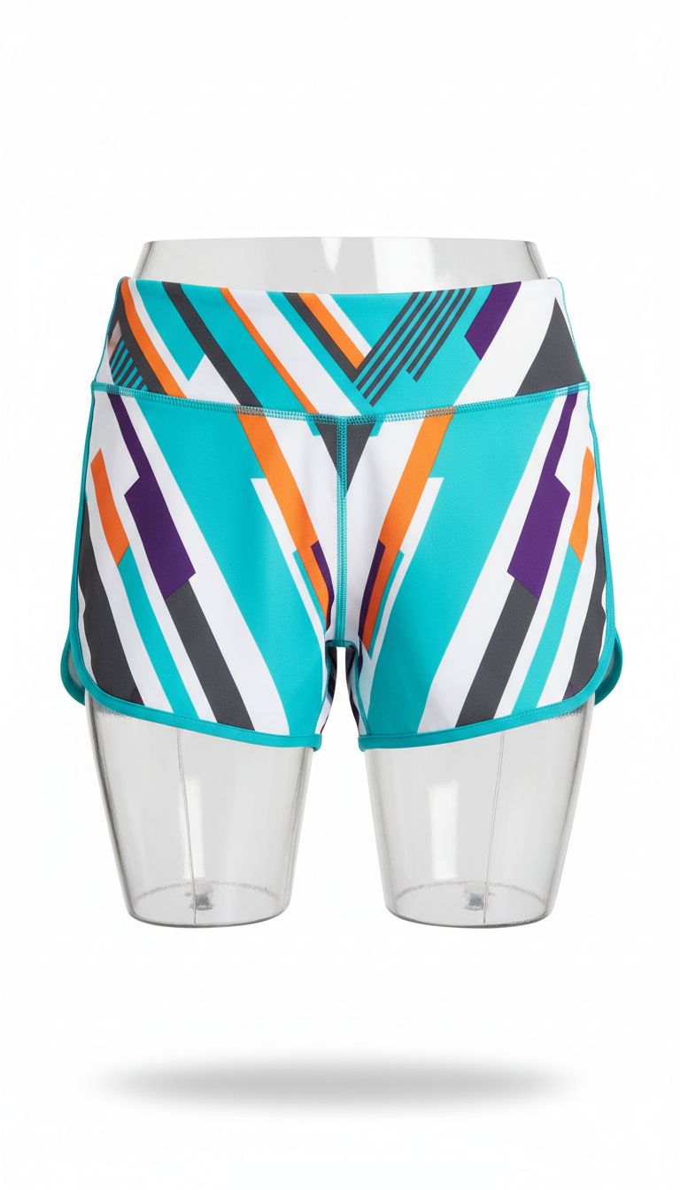 Electric pulse women's 5" shorts with swirling neon graphics