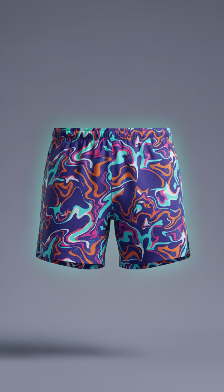 Men's cosmic indigo swirl running shorts