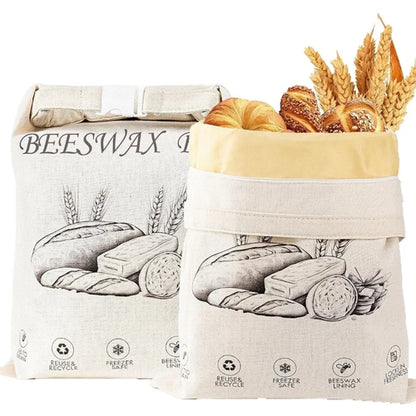 New Reusable Beeswax Bread Bags Beeswax Coated Lock Closure Bread