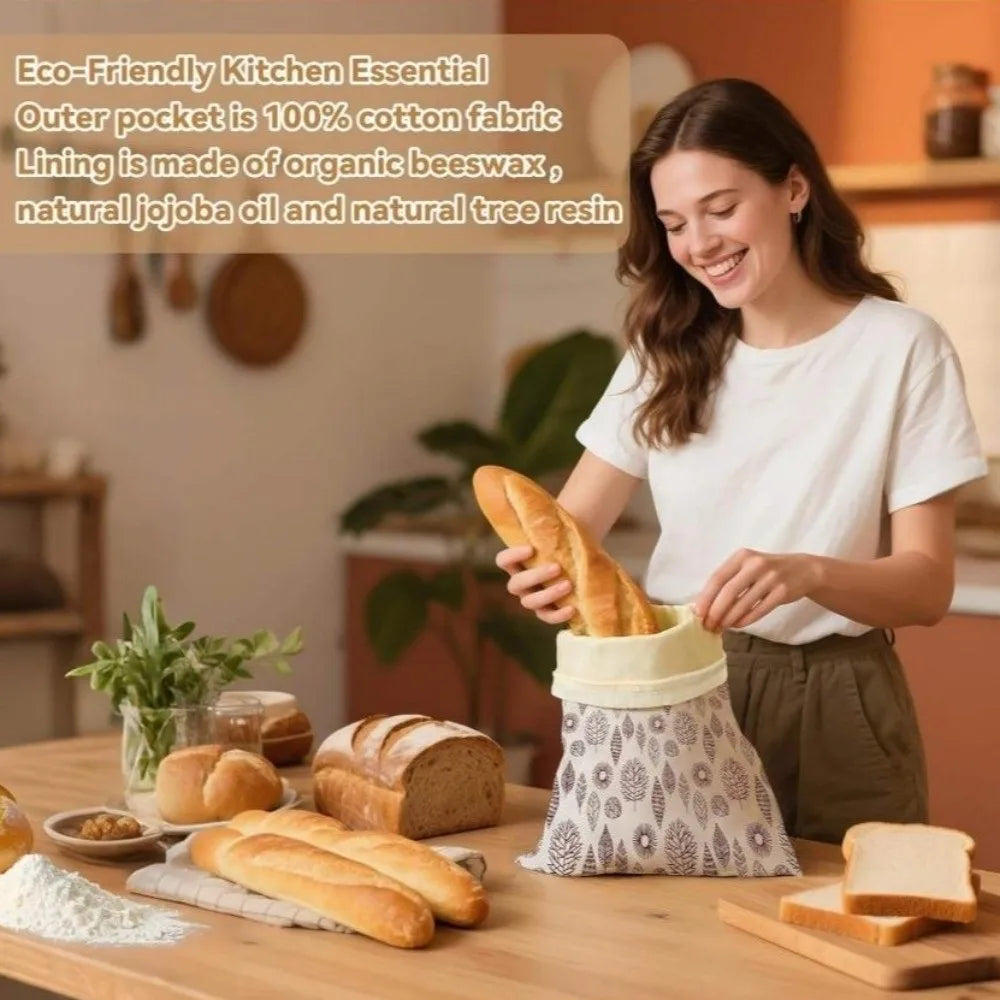 New Reusable Beeswax Bread Bags Beeswax Coated Lock Closure Bread