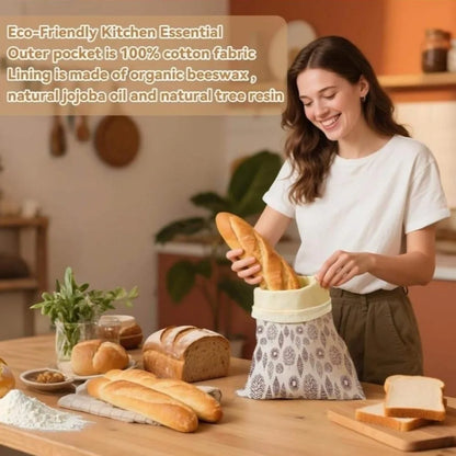 New Reusable Beeswax Bread Bags Beeswax Coated Lock Closure Bread