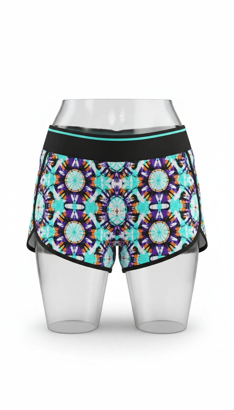 Kaleidoscope surge shorts with vivid neon