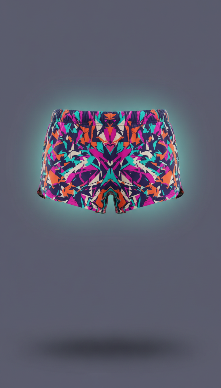 Women's hot orchid kaleidoscope running shorts